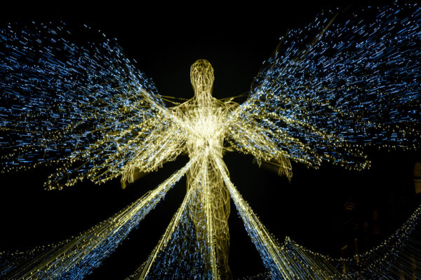 Photography zoom burst technique - Christmas angels lights on Regent Street in London