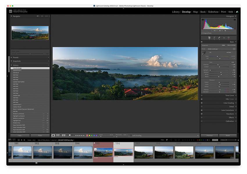 Merged panorama with adjustments Merged panorama with adjustments